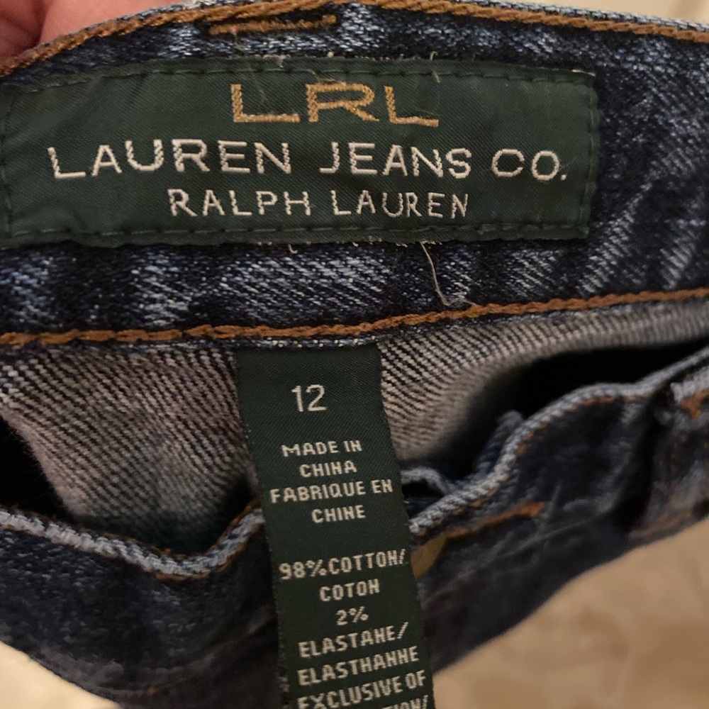 Lauren Ralph Lauren Womens Dark Blue Denim Jeans Sz 12 Straight Leg - Picture 7 of 10